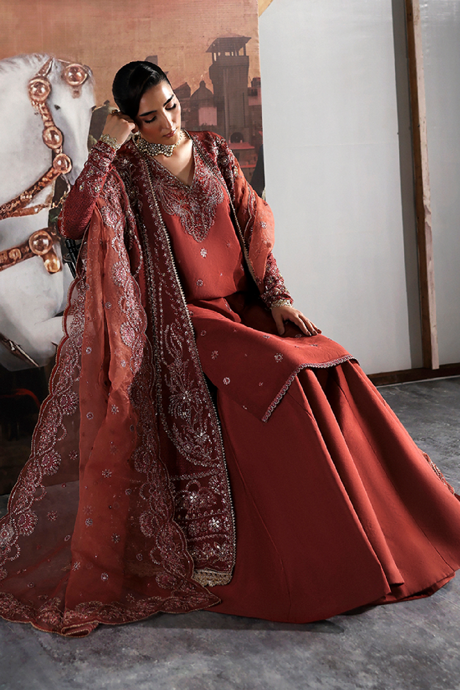Zarposh Seraphine Embroidered Shisha Silk Unstitched 3Pc Suit - AMORETTE
