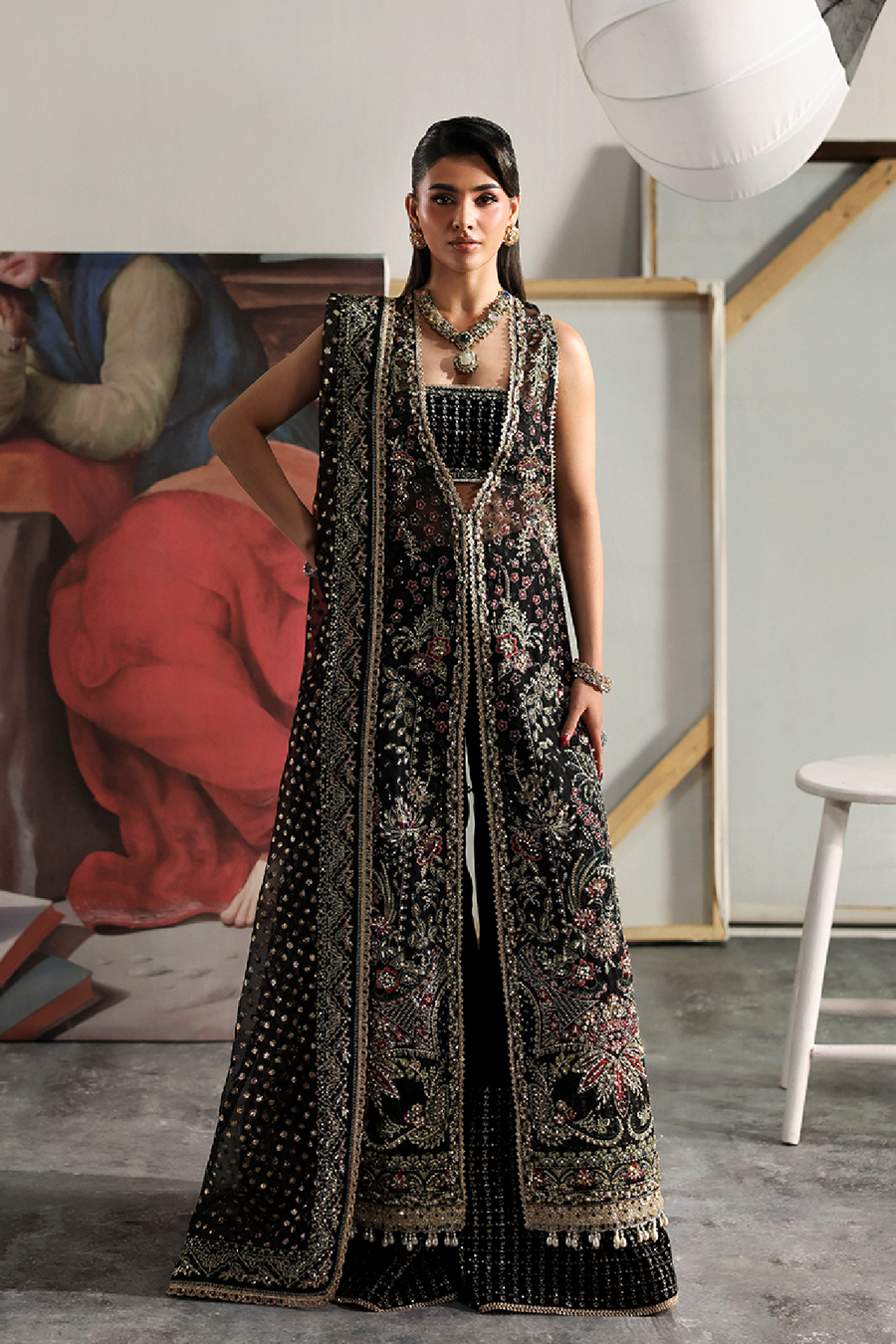 Zarposh Seraphine Embroidered Organza Unstitched 3Pc Suit - SORREL
