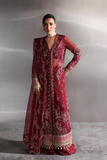 Zarposh Seraphine Embroidered Organza Unstitched 3Pc Suit - GARNET