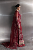 Zarposh Seraphine Embroidered Organza Unstitched 3Pc Suit - GARNET