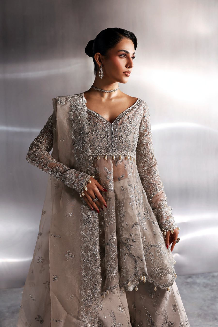 Zarposh Seraphine Embroidered Organza Unstitched 3Pc Suit - NOVELLE