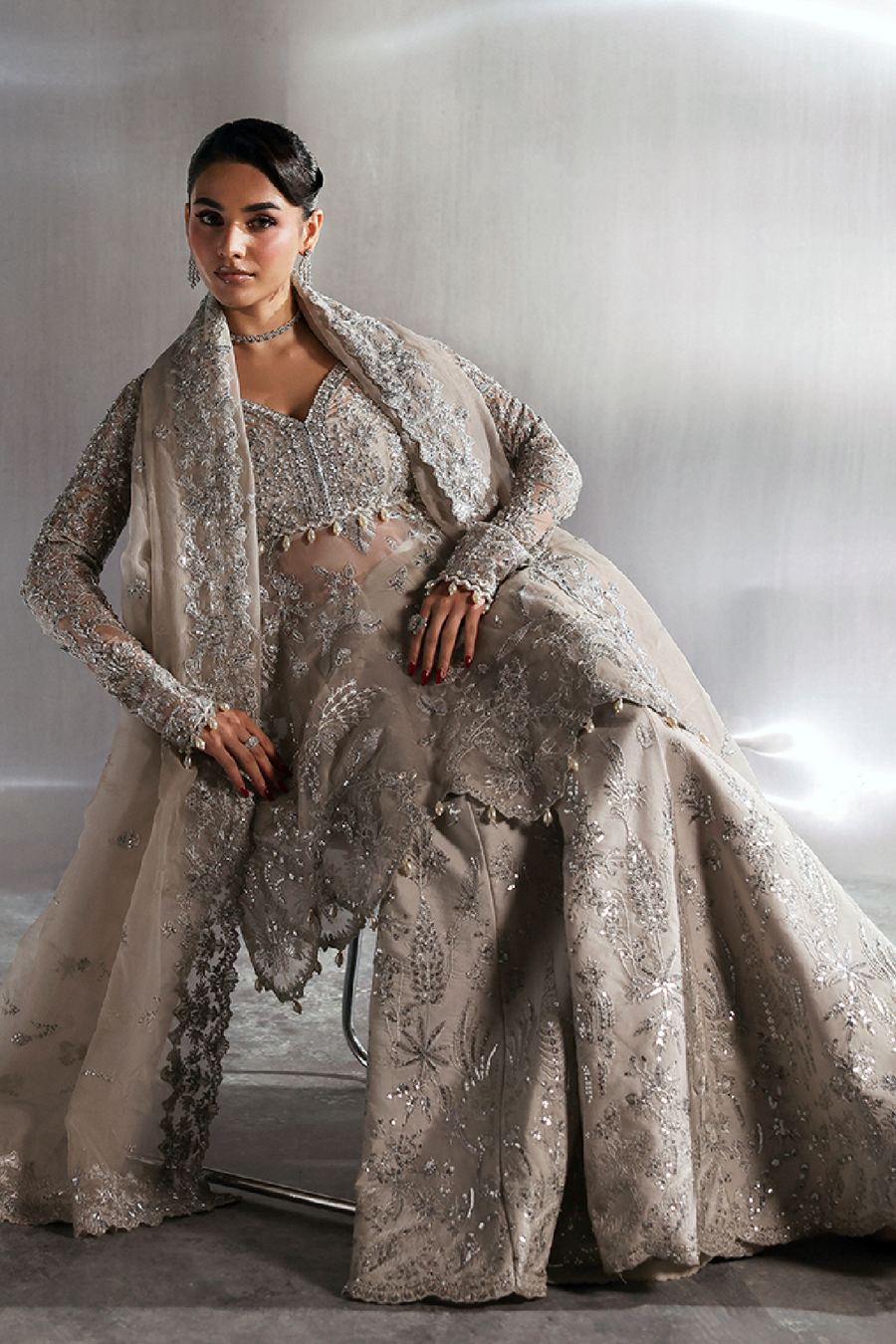 Zarposh Seraphine Embroidered Organza Unstitched 3Pc Suit - NOVELLE