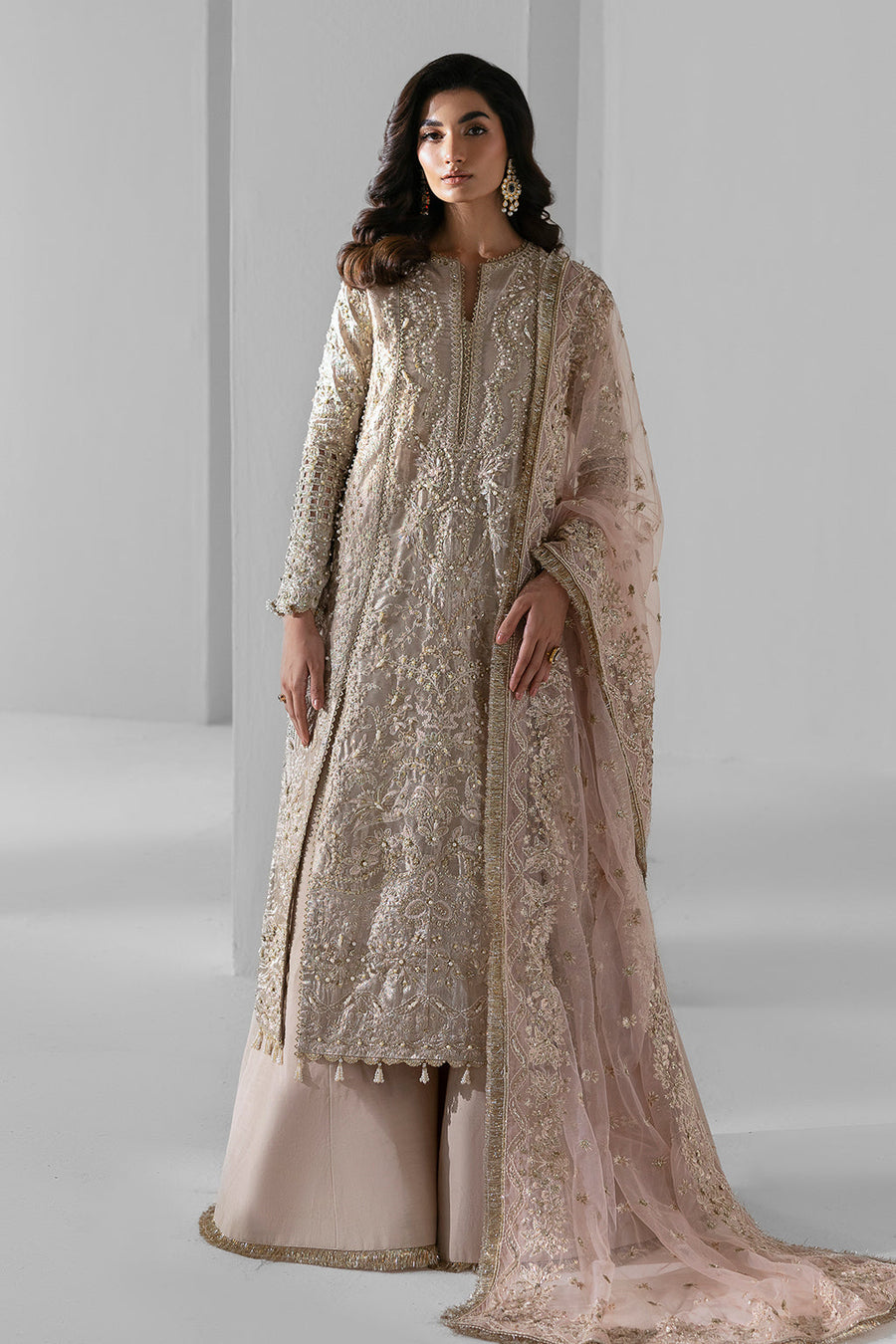 Zarposh Seraphine Embroidered Organza Unstitched 3Pc Suit - Ember
