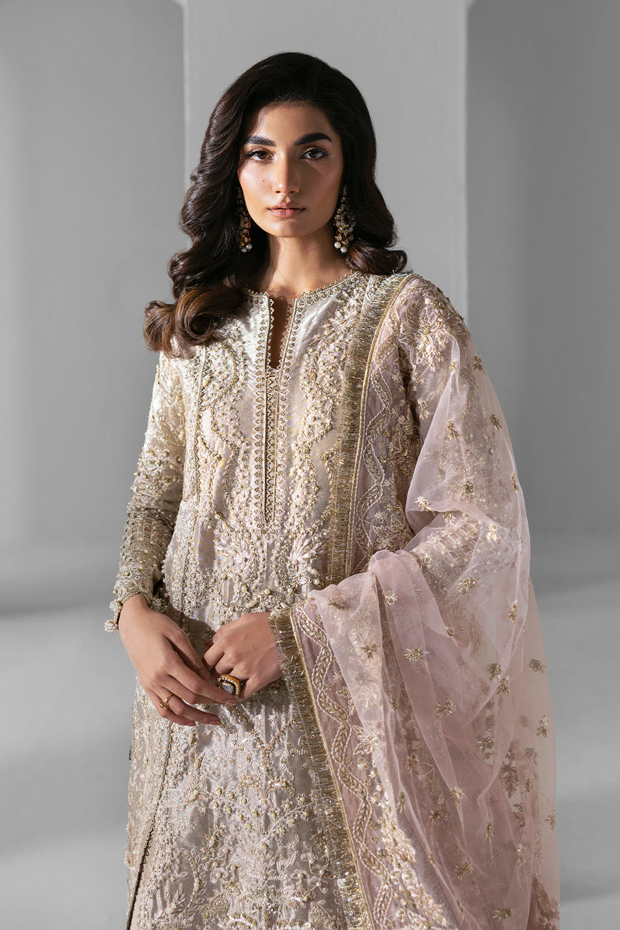 Zarposh Seraphine Embroidered Organza Unstitched 3Pc Suit - Ember