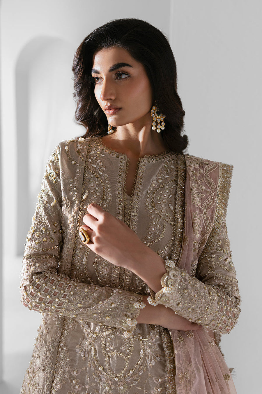 Zarposh Seraphine Embroidered Organza Unstitched 3Pc Suit - Ember