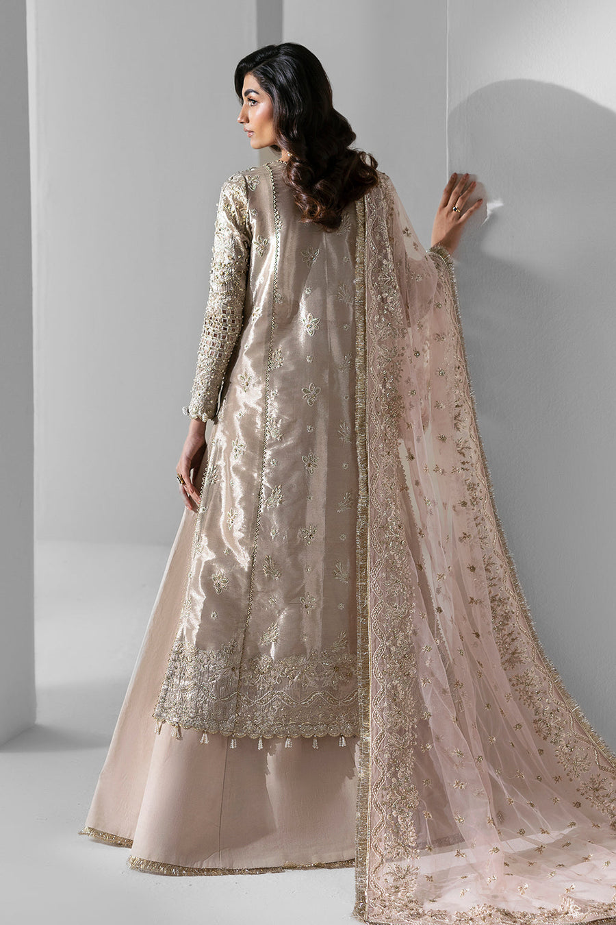 Zarposh Seraphine Embroidered Organza Unstitched 3Pc Suit - Ember