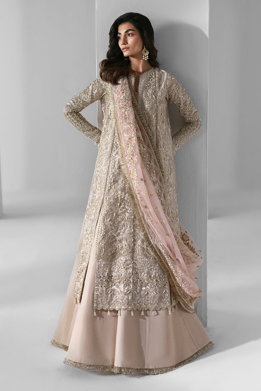 Zarposh Seraphine Embroidered Organza Unstitched 3Pc Suit - Ember