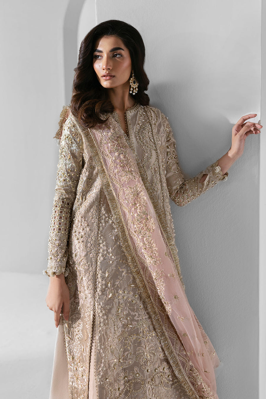 Zarposh Seraphine Embroidered Organza Unstitched 3Pc Suit - Ember