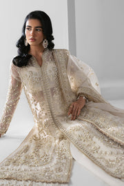 Zarposh Seraphine Embroidered Organza Unstitched 3Pc Suit - Eclipse