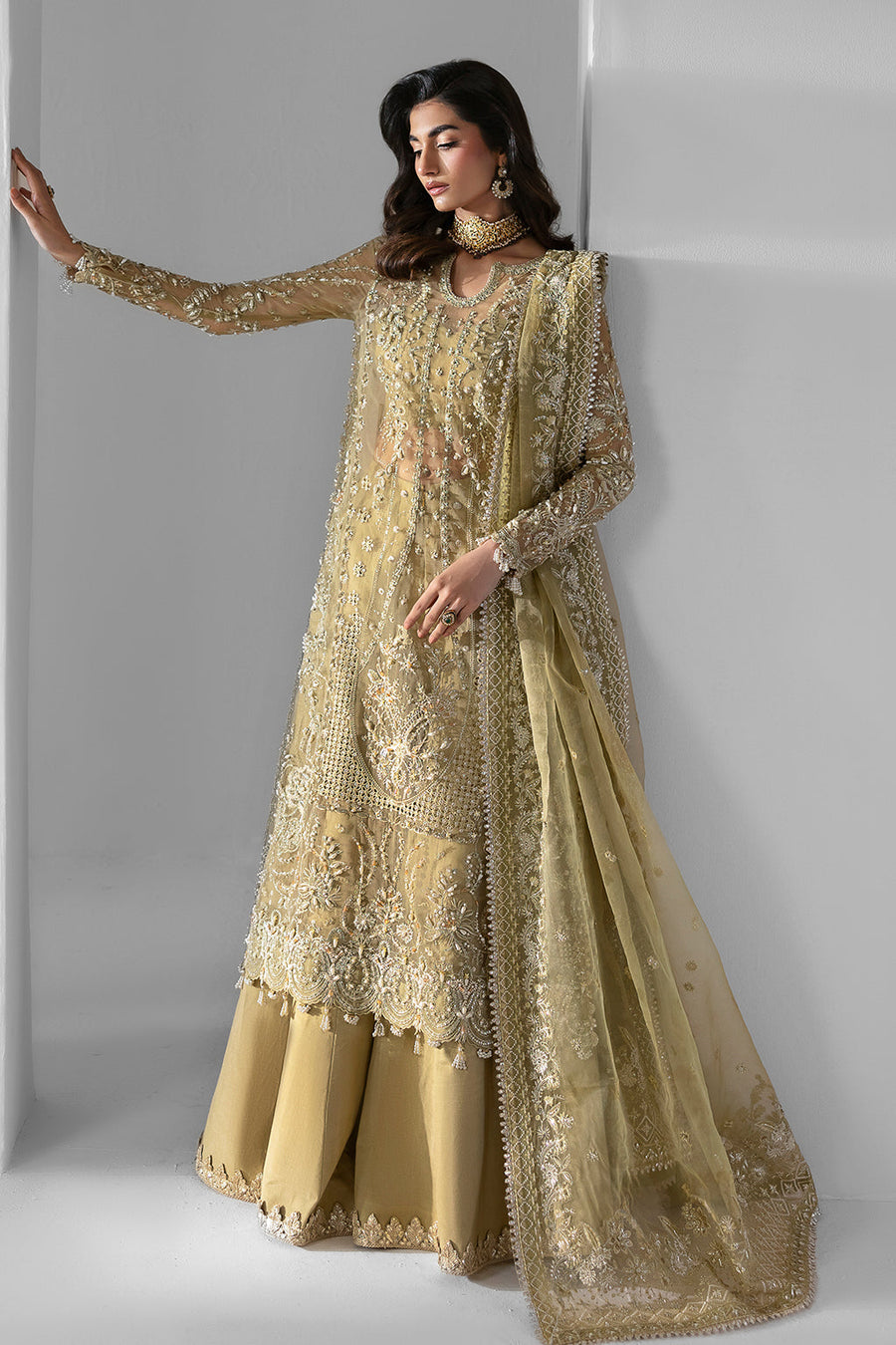Zarposh Seraphine Embroidered Organza Unstitched 3Pc Suit - Elixir