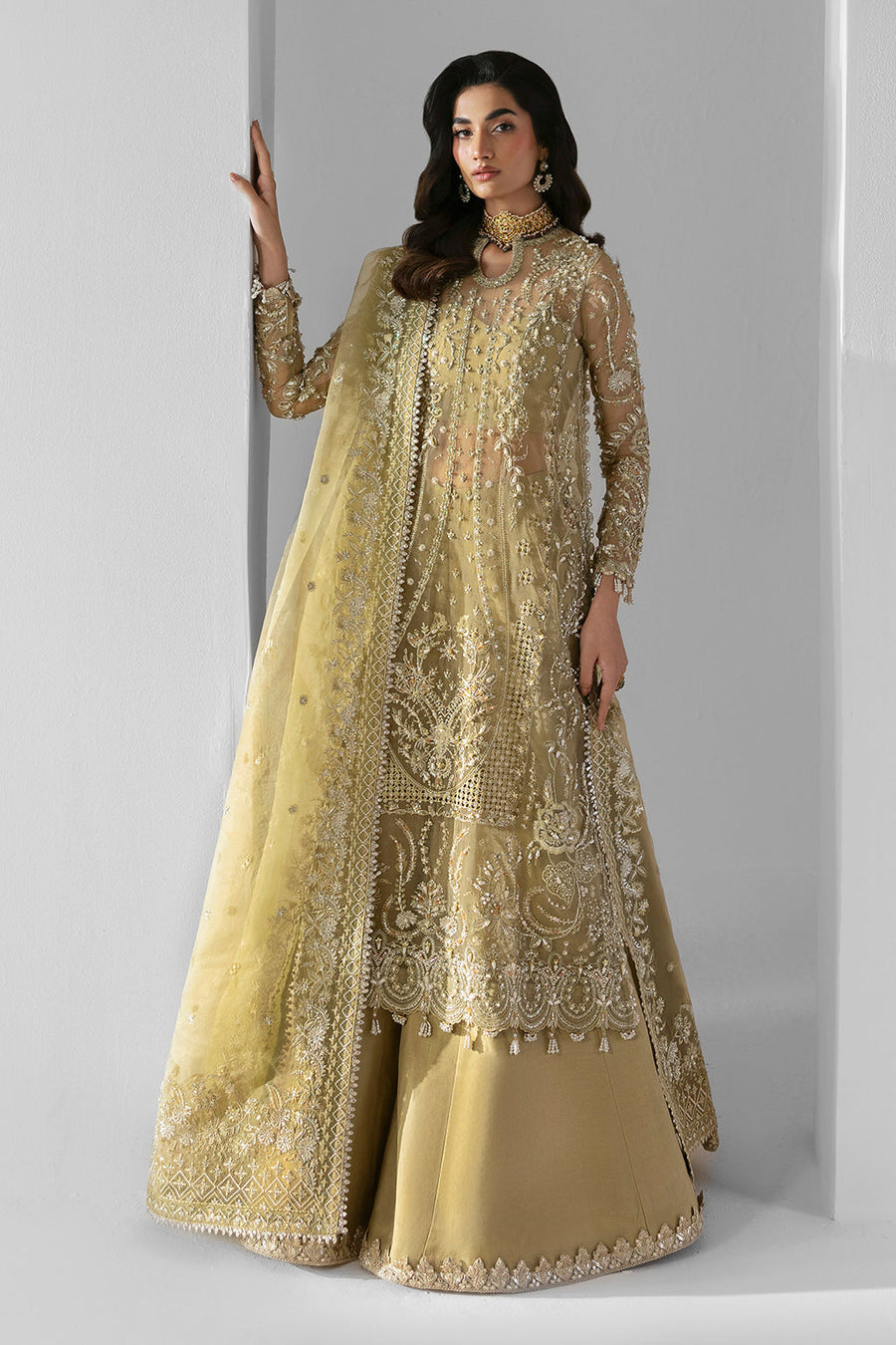 Zarposh Seraphine Embroidered Organza Unstitched 3Pc Suit - Elixir