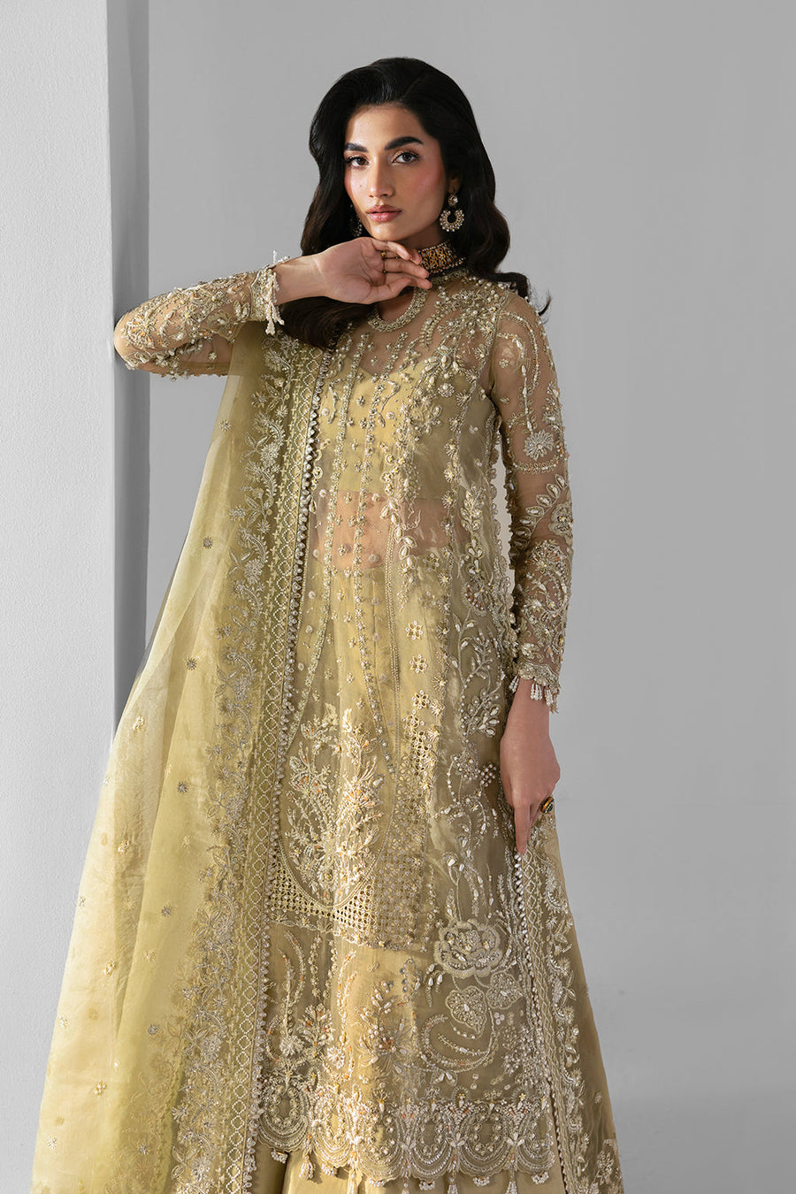 Zarposh Seraphine Embroidered Organza Unstitched 3Pc Suit - Elixir