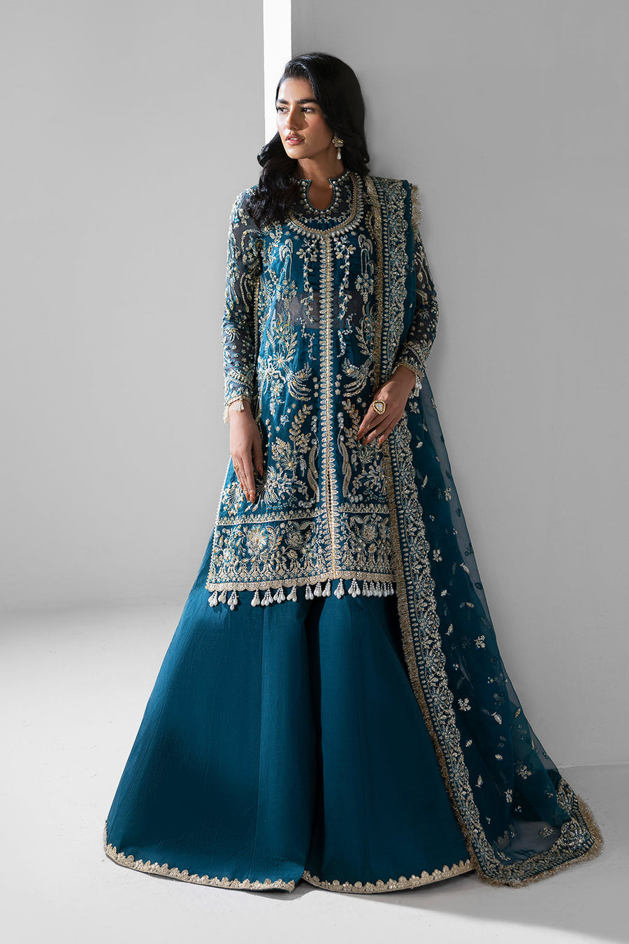 Zarposh Seraphine Embroidered Organza Unstitched 3Pc Suit - Twilight