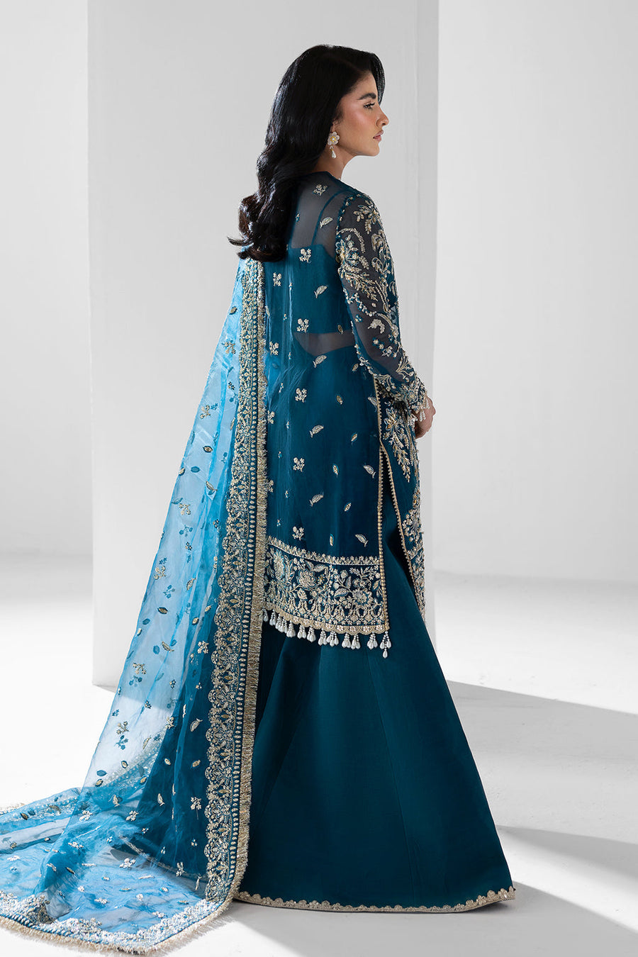 Zarposh Seraphine Embroidered Organza Unstitched 3Pc Suit - Twilight