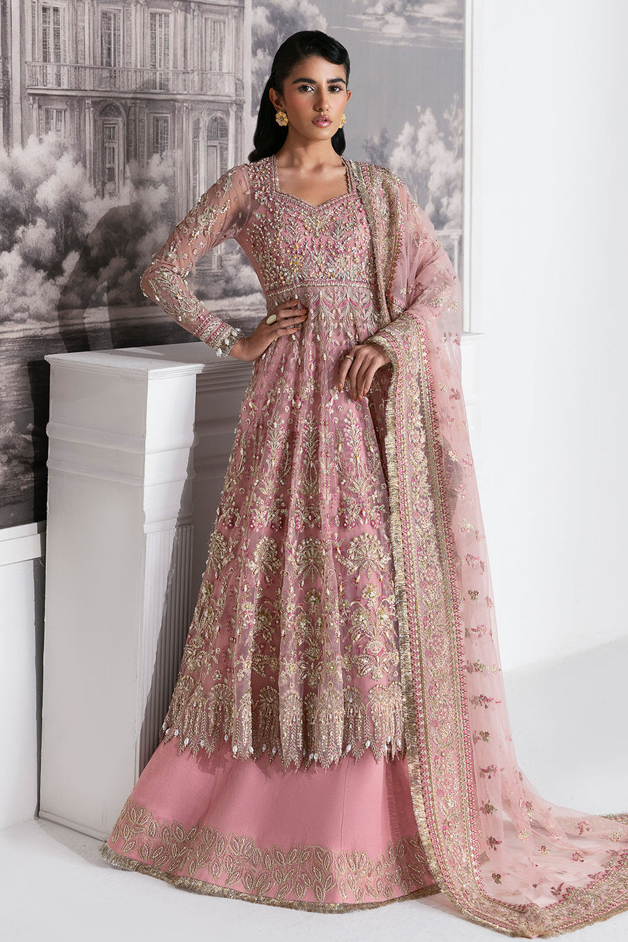 Zarposh Seraphine Embroidered Net Unstitched 3Pc Suit - Aurora