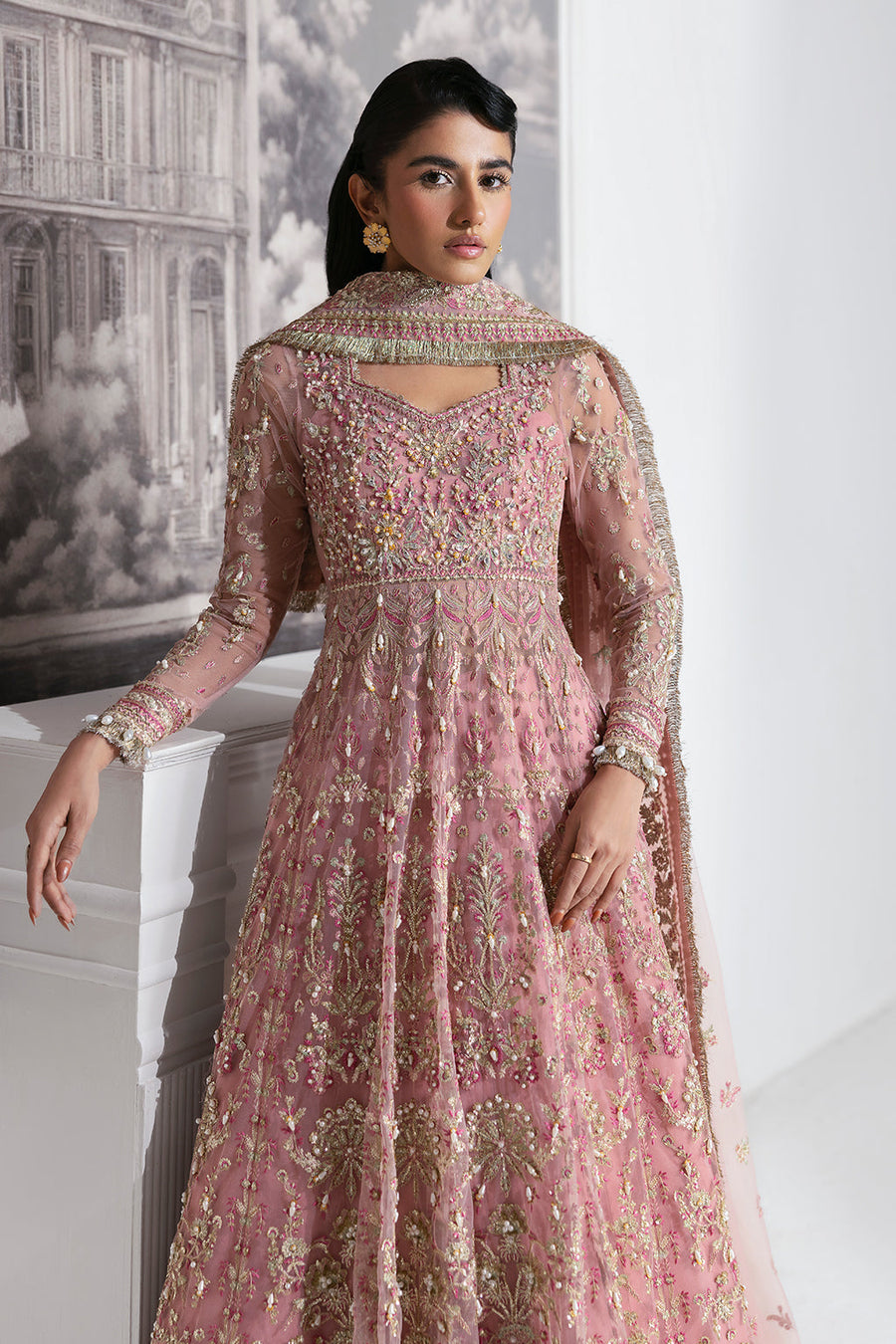 Zarposh Seraphine Embroidered Net Unstitched 3Pc Suit - Aurora
