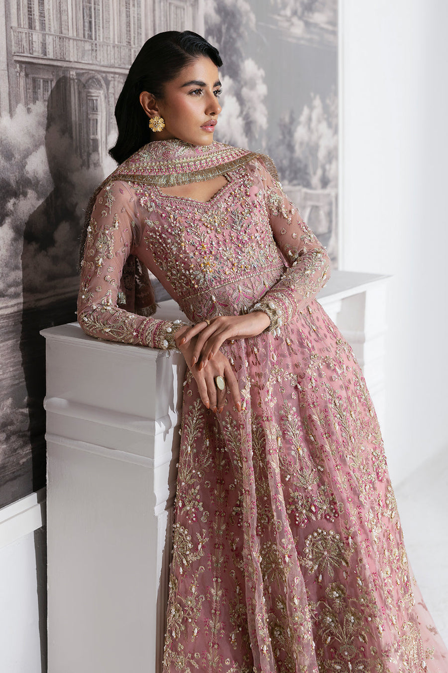 Zarposh Seraphine Embroidered Net Unstitched 3Pc Suit - Aurora