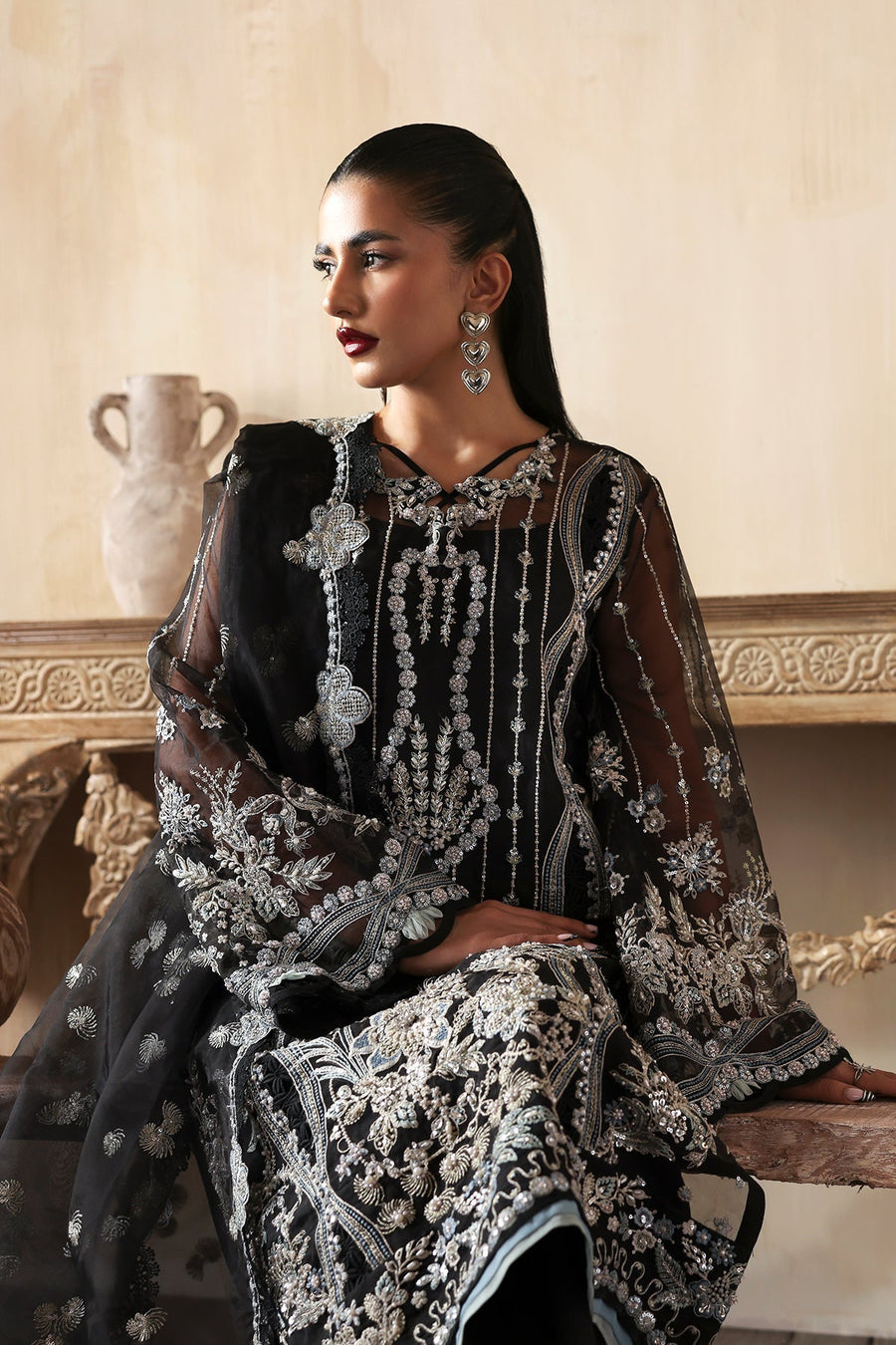 Zarposh Jahanara Festive Embroidered Organza Unstitched 3Pc Suit - Ayzel