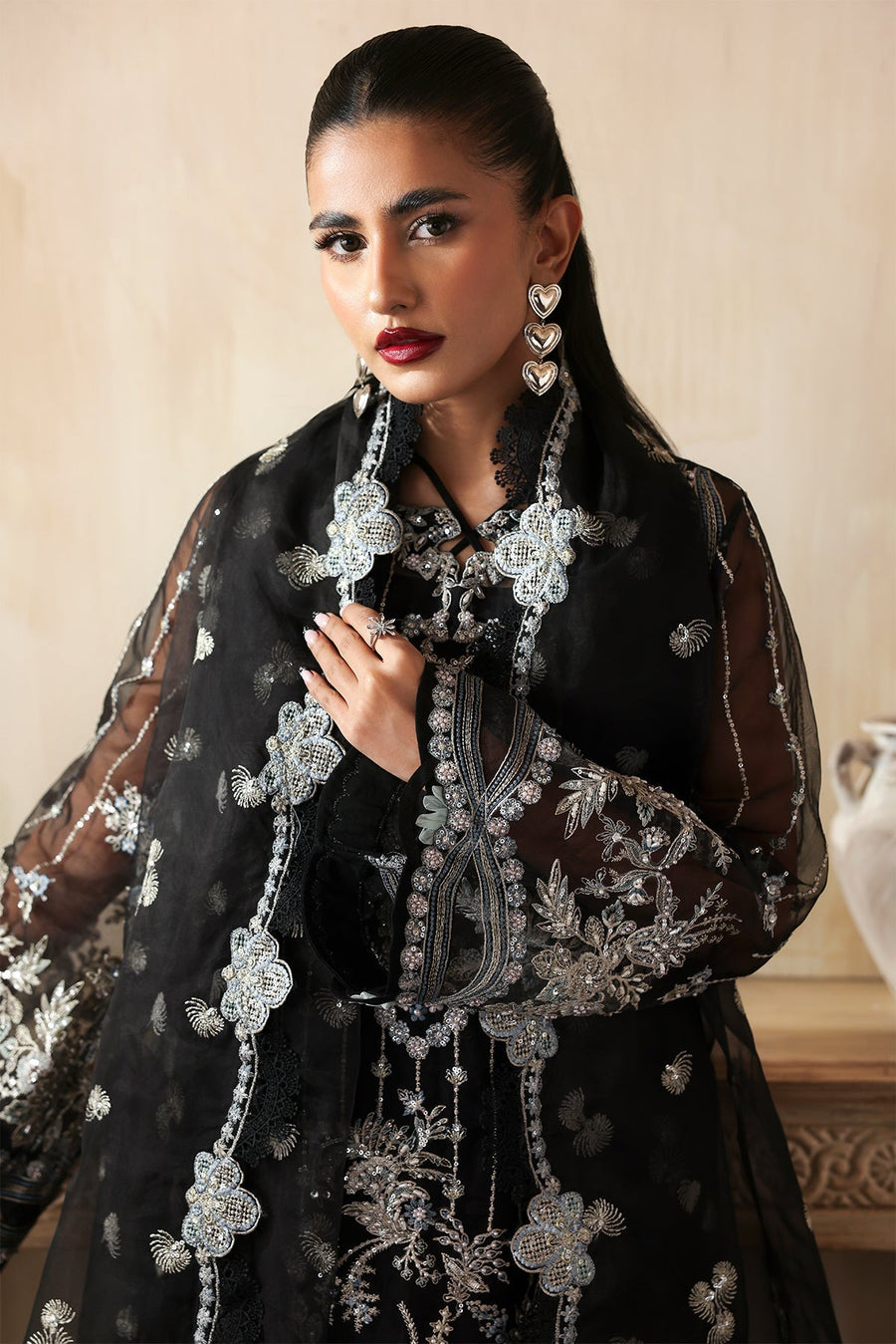 Zarposh Jahanara Festive Embroidered Organza Unstitched 3Pc Suit - Ayzel