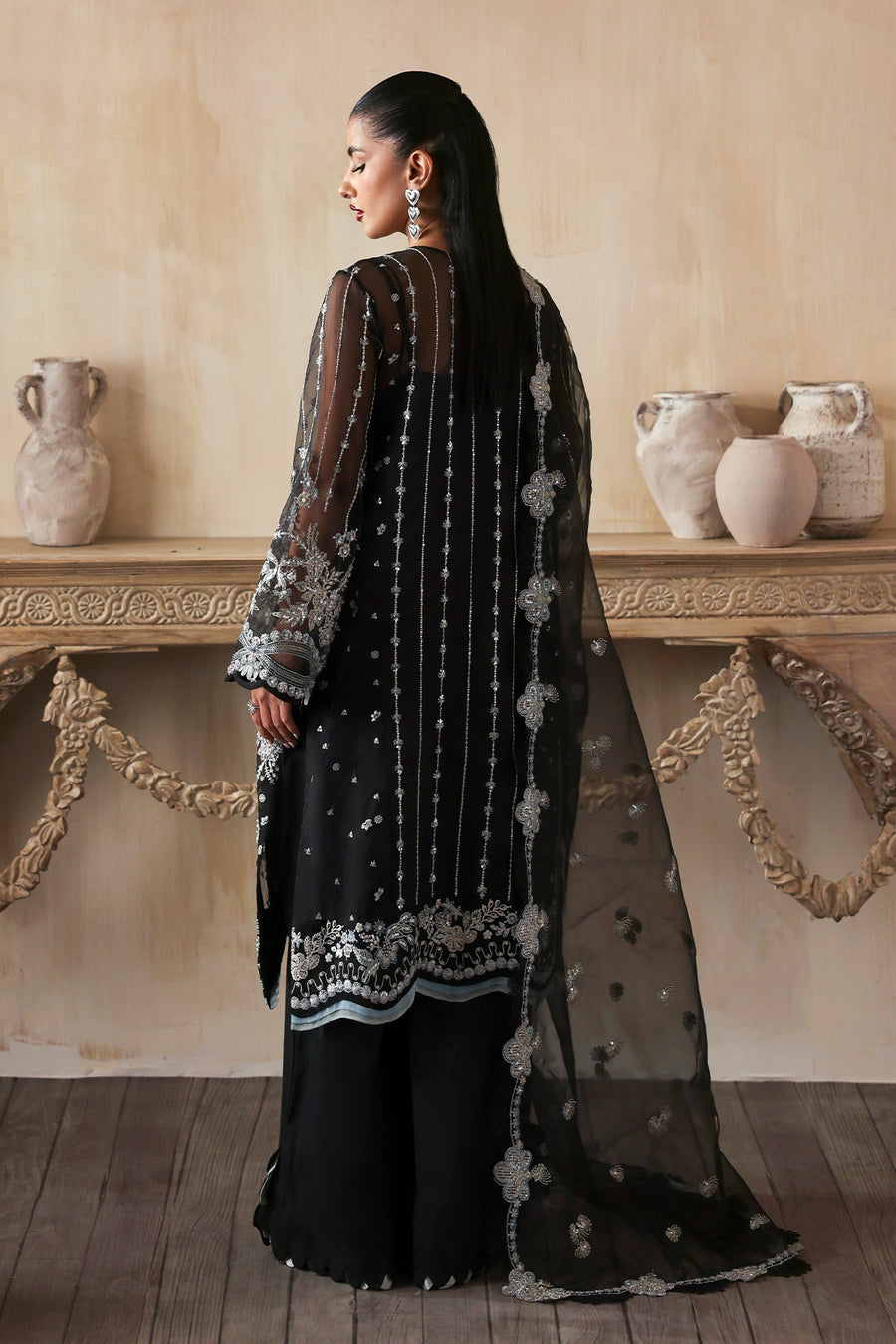 Zarposh Jahanara Festive Embroidered Organza Unstitched 3Pc Suit - Ayzel