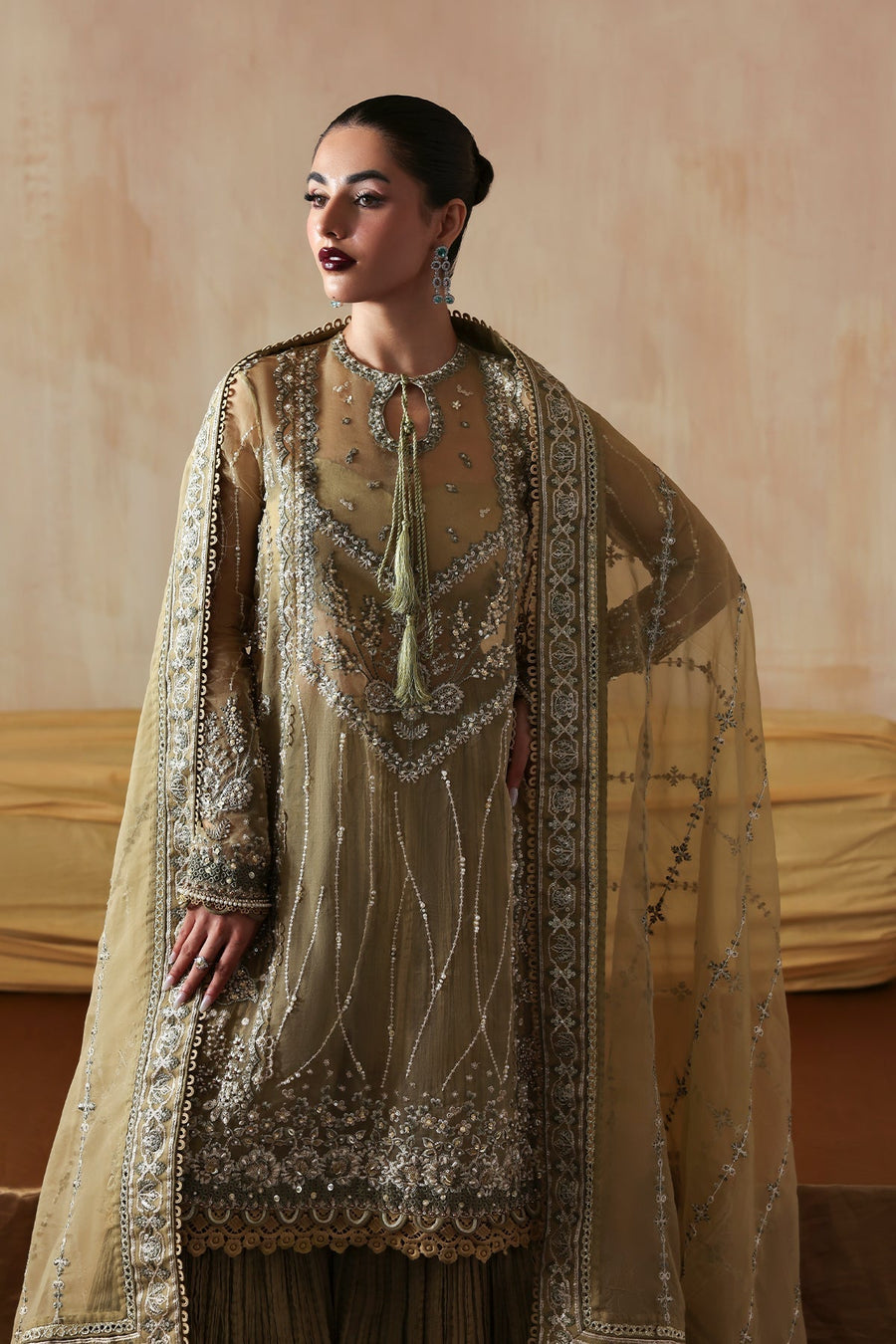 Zarposh Jahanara Festive Embroidered Organza Unstitched 3Pc Suit - Zarqash