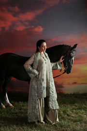 Zarposh Moonlit Muse Embroidered Chiffon Unstitched 3Pc Suit - Nerine