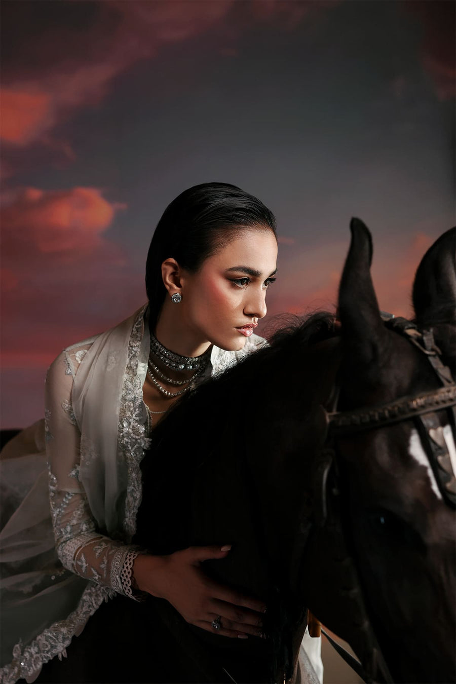 Zarposh Moonlit Muse Embroidered Chiffon Unstitched 3Pc Suit - Lumen