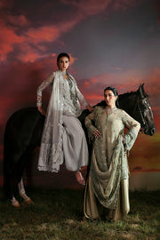 Zarposh Moonlit Muse Embroidered Chiffon Unstitched 3Pc Suit - Lumen