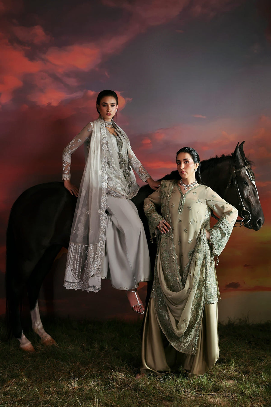 Zarposh Moonlit Muse Embroidered Chiffon Unstitched 3Pc Suit - Nerine