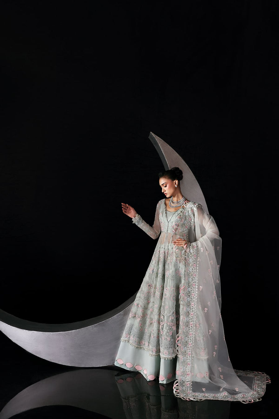 Zarposh Moonlit Muse Embroidered Chiffon Unstitched 3Pc Suit - Verae