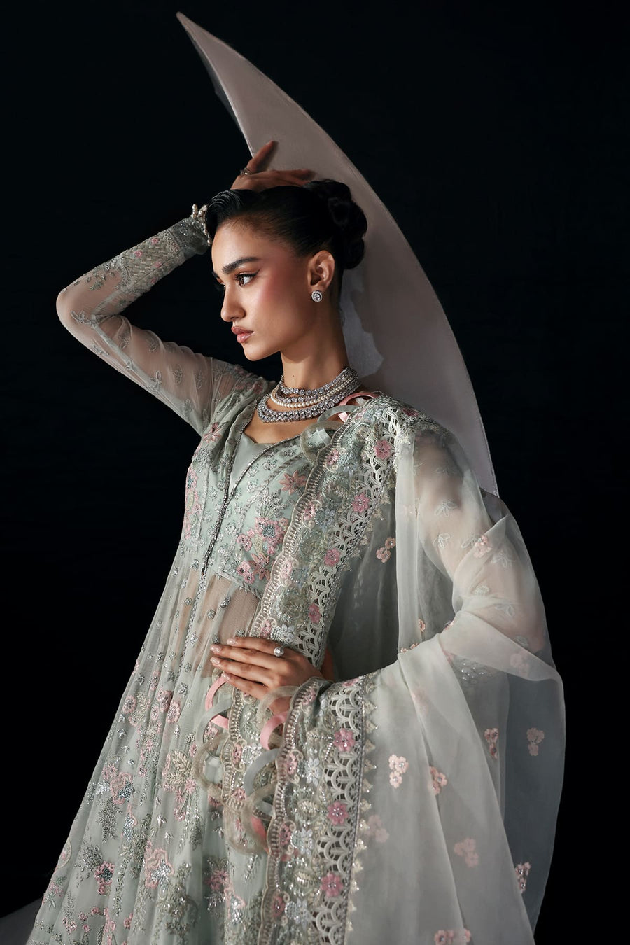 Zarposh Moonlit Muse Embroidered Chiffon Unstitched 3Pc Suit - Verae
