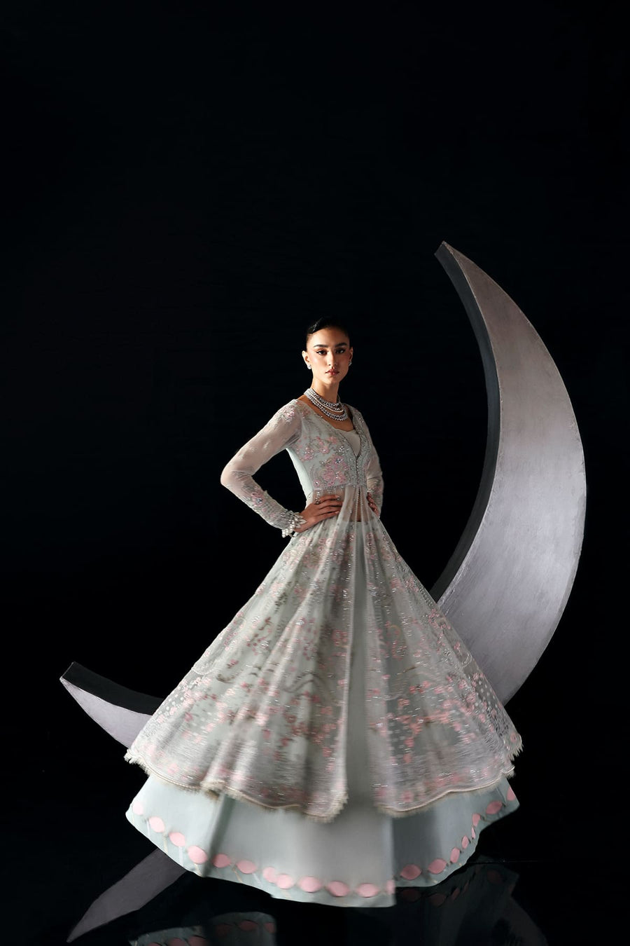 Zarposh Moonlit Muse Embroidered Chiffon Unstitched 3Pc Suit - Verae