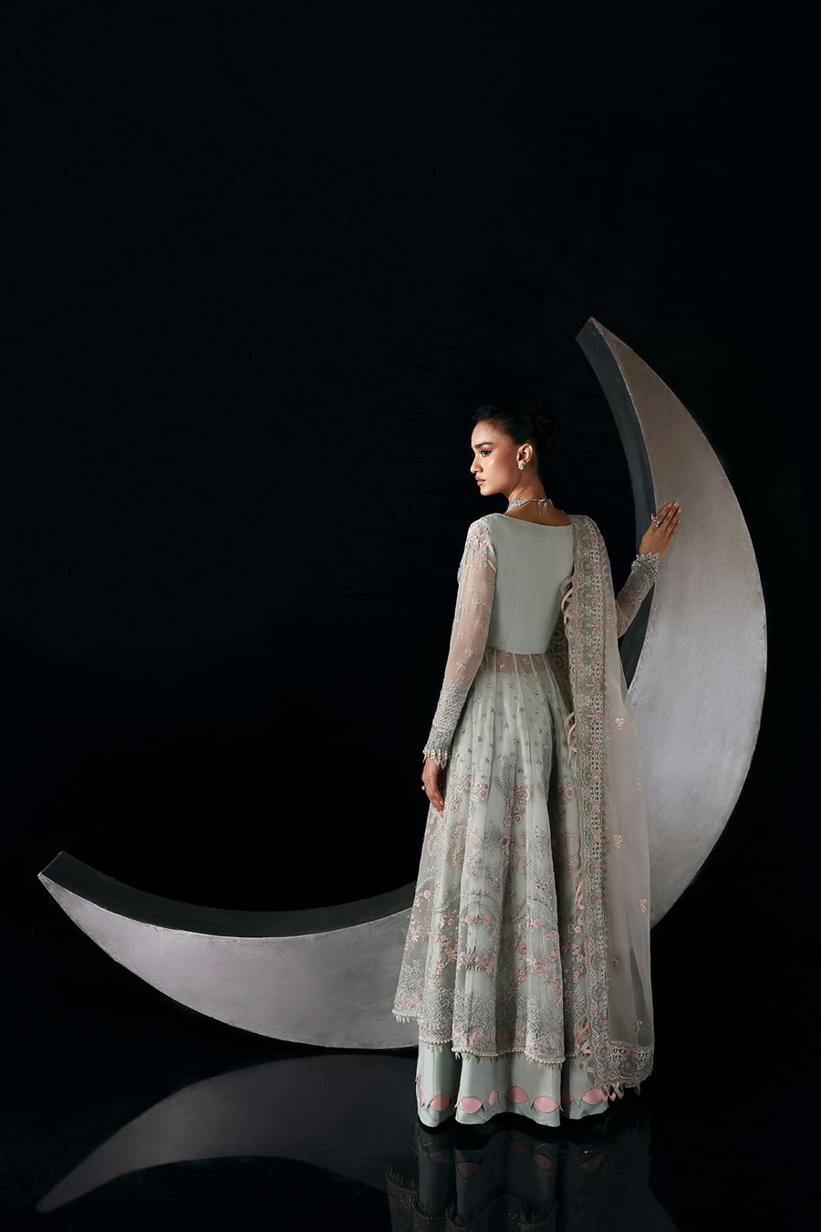 Zarposh Moonlit Muse Embroidered Chiffon Unstitched 3Pc Suit - Verae