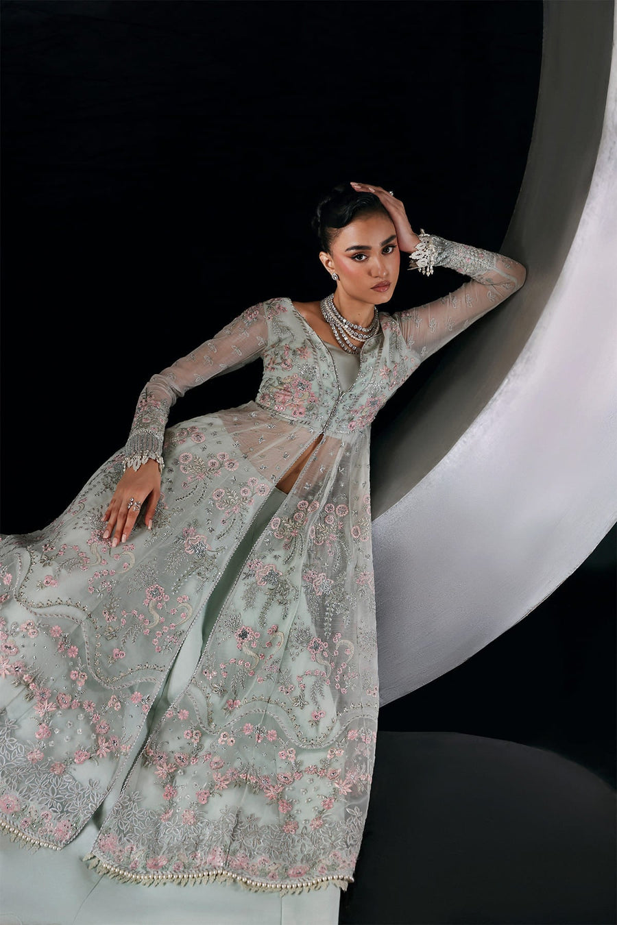 Zarposh Moonlit Muse Embroidered Chiffon Unstitched 3Pc Suit - Verae