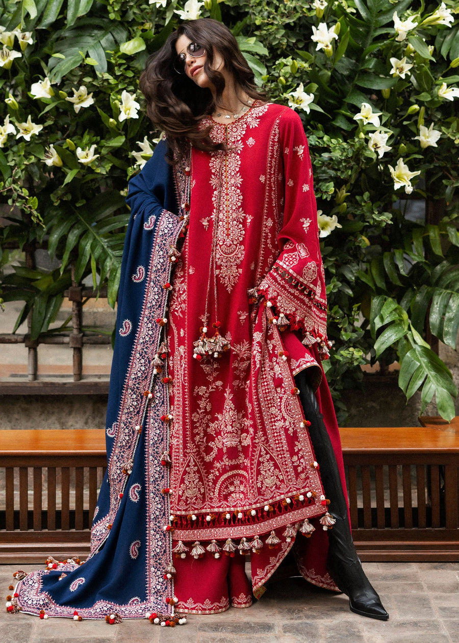 Hussain Rehar Embroidered Karandi Unstitched 3Pc Suit - Aman