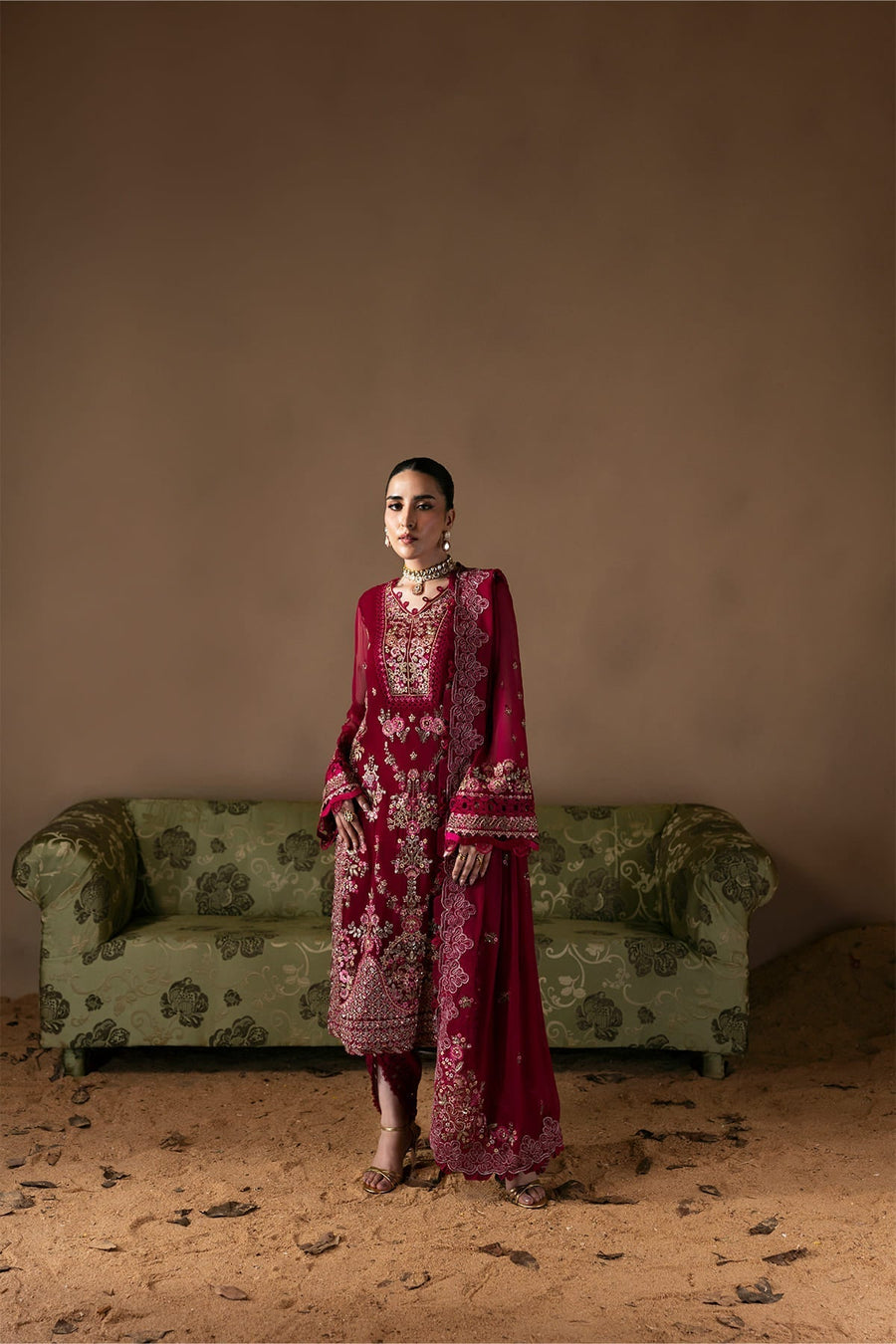 Zarposh Moonlit Muse Embroidered Chiffon Unstitched 3Pc Suit - Poise