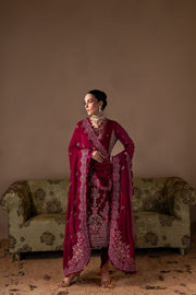 Zarposh Moonlit Muse Embroidered Chiffon Unstitched 3Pc Suit - Poise