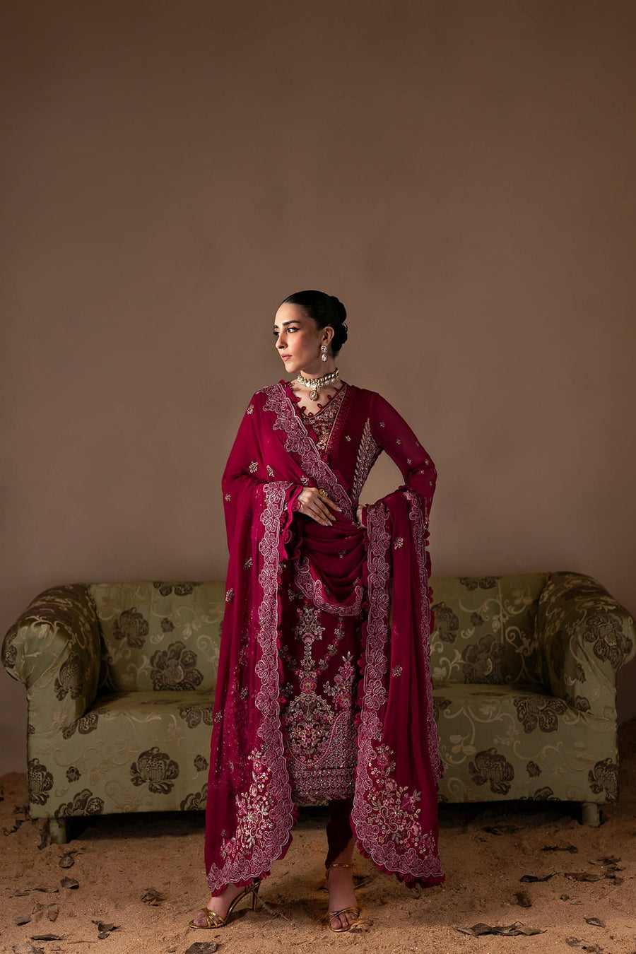 Zarposh Moonlit Muse Embroidered Chiffon Unstitched 3Pc Suit - Poise