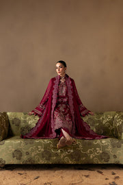 Zarposh Moonlit Muse Embroidered Chiffon Unstitched 3Pc Suit - Poise