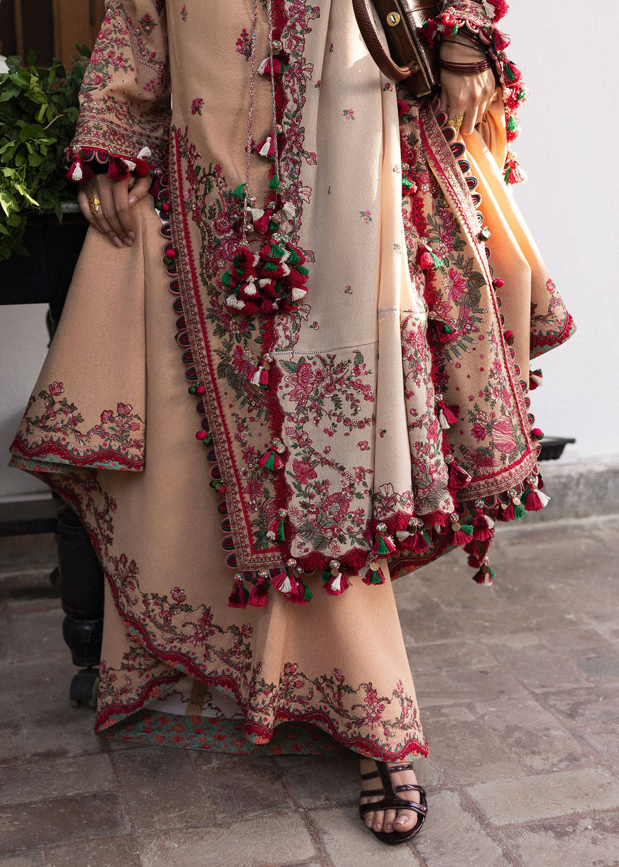 Hussain Rehar Embroidered Karandi Unstitched 3Pc Suit - Lali