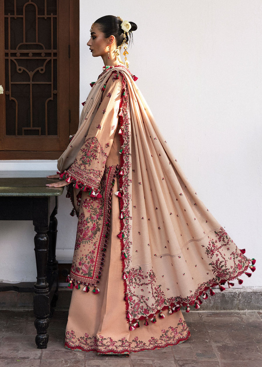 Hussain Rehar Embroidered Karandi Unstitched 3Pc Suit - Lali