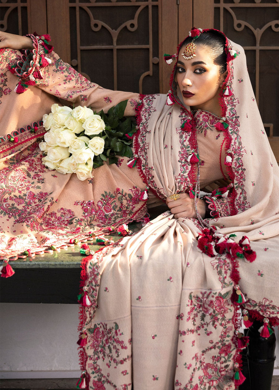 Hussain Rehar Embroidered Karandi Unstitched 3Pc Suit - Lali