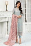 Zarif De Luxury Unstitched Formal 3Pc Chiffon Suit ZDL-04 BLUE MIST