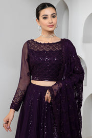 Pareesia by Zarif Luxury Formal Chiffon 3Pc Suit ZP-02 Dark Orchid