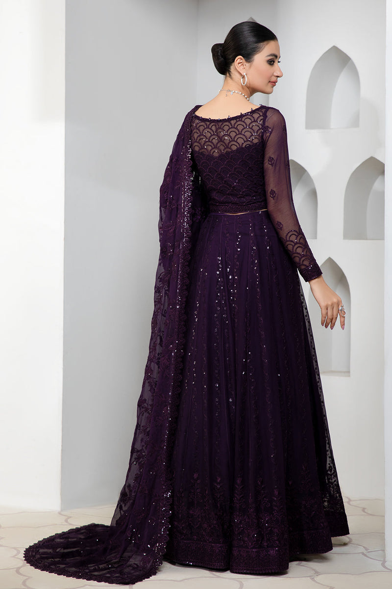 Pareesia by Zarif Luxury Formal Chiffon 3Pc Suit ZP-02 Dark Orchid