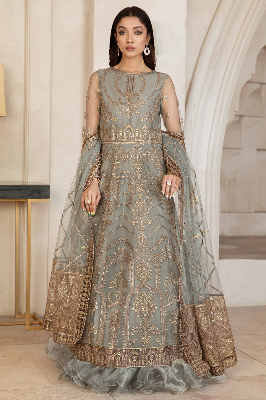 Zarif Gulzaar Festive Chiffon Unstitched 3Pc Suit ZFG-01 GUZEL