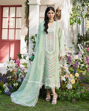 Zevk Flora Festive Embroidered Lawn Unstitched 3Pc Suit - ROSEMARY