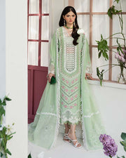 Zevk Flora Festive Embroidered Lawn Unstitched 3Pc Suit - ROSEMARY
