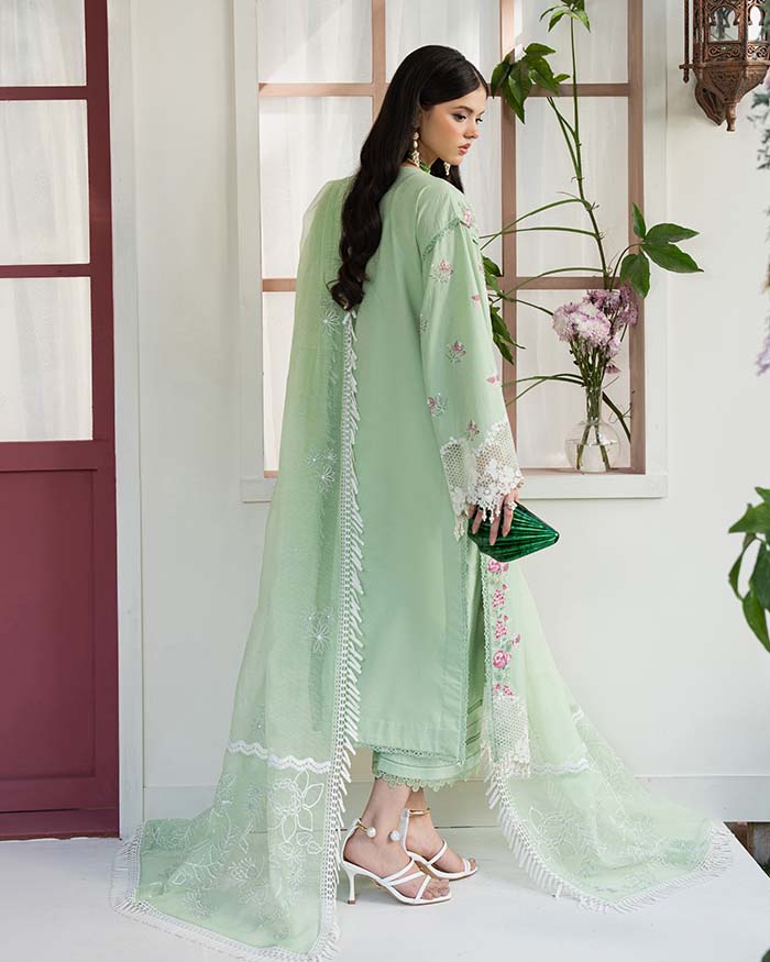 Zevk Flora Festive Embroidered Lawn Unstitched 3Pc Suit - ROSEMARY