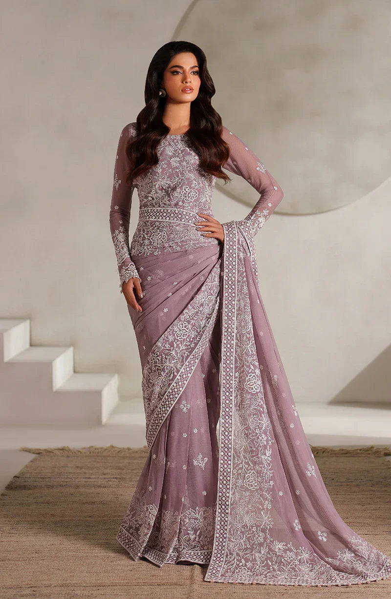 Zarif Muse Thread Embroidered Chiffon Unstitched Saree ZE-MT-05 Niora